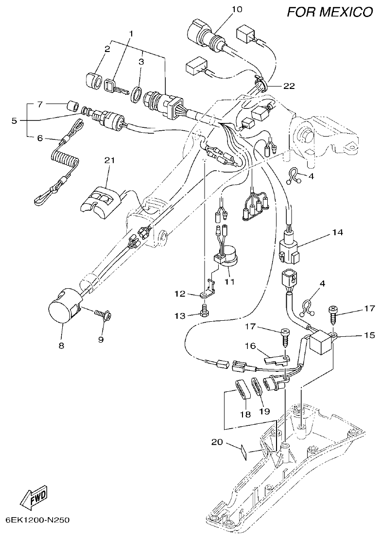 Yamaha F115B, FL115B, FL115BET STEERING 2 parts diagram